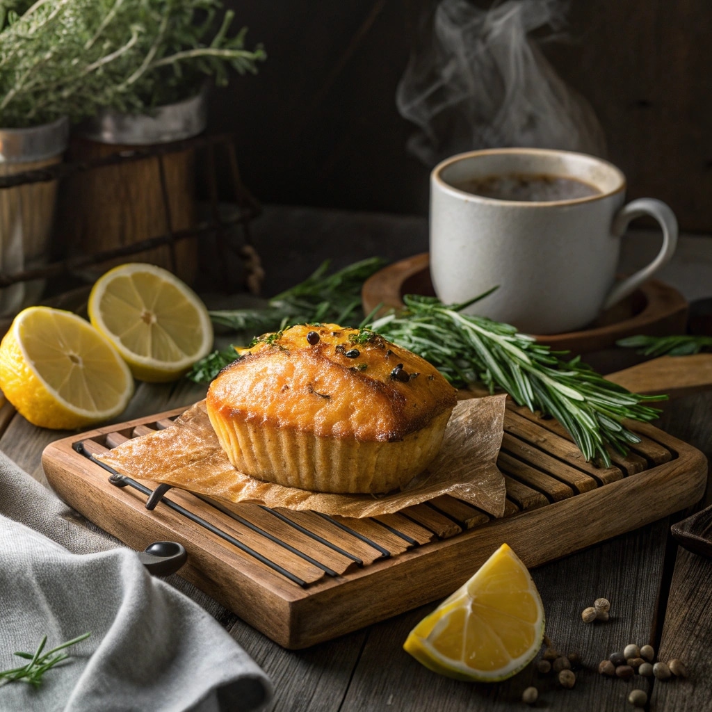 Muffin Salmon fresh from oven on rustic rack