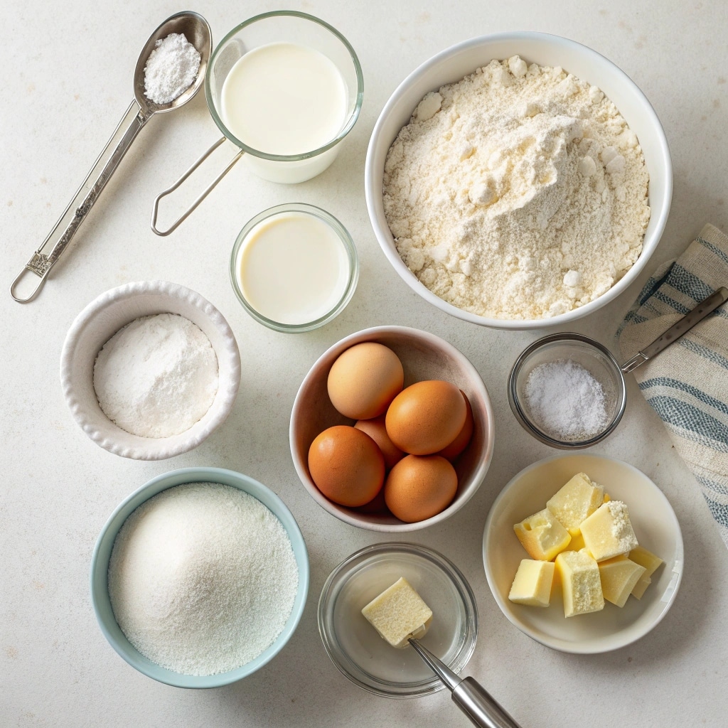 Pancake ingredients flat lay