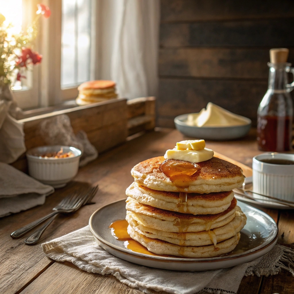 Pancakes stack on table